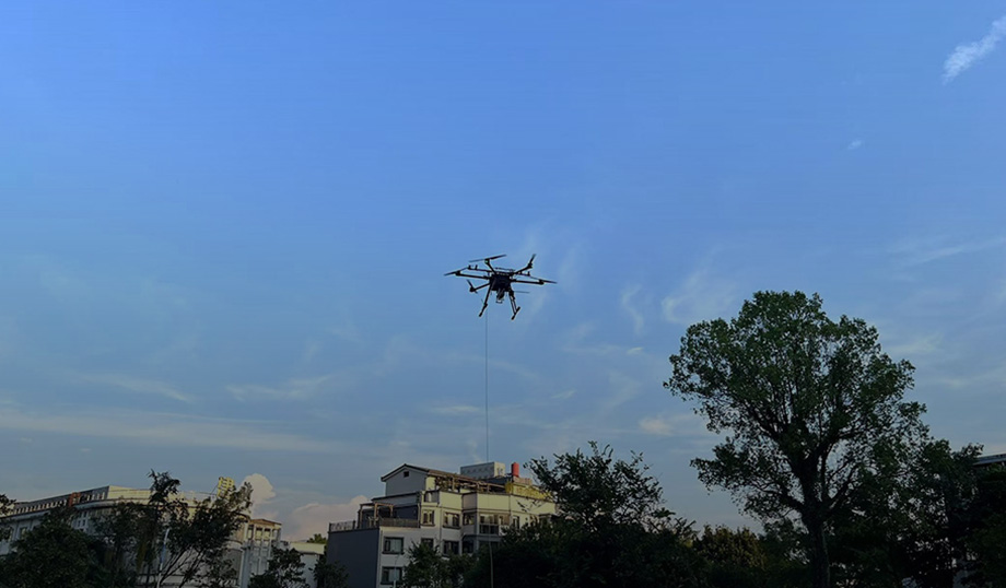 Tethered unmanned aerial vehicle batteries